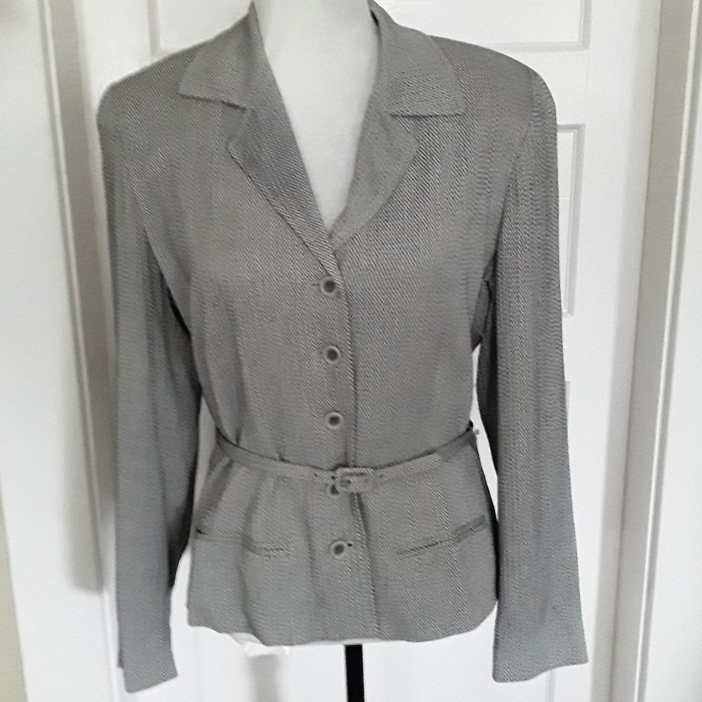 EXPRESS Grey Tweed Button Belted Blazer Jacket 10